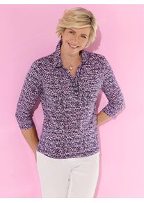 Poloshirt CLASSIC "Poloshirt", Damen, Gr. 50, marine, magenta, bedruckt, 95% Viskose, 5% Elasthan, gemustert, mehrfarbig, Shirts Poloshirt