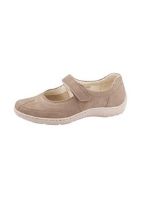 Waldl&auml;ufer Riemchenballerina WALDL&Auml;UFER "HENNI", Damen, Gr. 9,5 (44), hellbeige, Nubukleder, unifarben, Schuhe Riemchenballerina, Slipper, Bequemschuh, Klettschuh in komfortabler Weite H (=sehr weit)