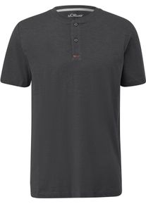 Poloshirt s.Oliver, Herren, Gr. XL, anthrazit, Single Jersey, Obermaterial: 100% Baumwolle, gerade h&uuml;ftbedeckend, ohne Ausschnitt, Shirts Poloshirt