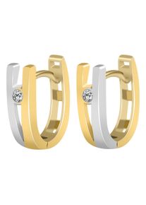 Adelia&acute;s Paar Creolen ADELIA&acute;S "Damen Ohrringe &iquest; Klappcreole aus 333 Gold mit Zirkonia", wei&szlig;, Ohrringe, Damen, Paar Creolen