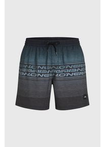 O`Neill Badeshorts O'NEILL "O'NEILL LOGO STRIPE 16'' SWIMSHORTS", Herren, Gr. XXL (56), N-Gr, schwarz out, Obermaterial: 100% Polyester, Badehosen Badeshorts, mit Seiten- und Ges&auml;&szlig;taschen, mit Innenhose aus Mesh