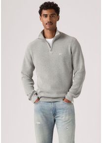 Levi's Strickpullover LEVI'S "HM QUARTER ZIP SWEATER", Herren, Gr. S, mid tone grau heather, Strick, Obermaterial: 100% Baumwolle, unifarben, normal h&uuml;ftbedeckend, Rundhals, B&uuml;ndchen, Pullover Strickpullover, mit Zipper und Struktur