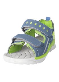 Sandale Ricosta "Tajo", M&auml;dchen, Gr. 27, blau, gr&uuml;n, Lederimitat, Textil, kontrastfarbene Details, Schuhe Sandale, Trekkingsandale mit Klett, Gr&ouml;&szlig;enschablone zum Download