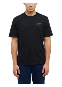 T-Shirt Mustang "Austin-Logo small", Damen, Gr. L, jet schwarz, Jersey, Obermaterial: 100% Baumwolle, normal normal, Rundhals, Shirts T-Shirt, Regular fit, kleiner Markenschriftzug