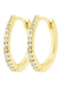 Adelia&acute;s Paar Creolen ADELIA&acute;S "Damen Ohrringe &iquest; Klappcreole aus 925 Silber mit Zirkonia", gold, Ohrringe, Damen, Silber 925 (Sterlingsilber), Paar Creolen