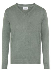 Strickpullover LINDBERGH, Herren, Gr. XL, jade gr&uuml;n mel, Strick, Obermaterial: 80% Viskose, 20% Polyamid, meliert, normal h&uuml;ftbedeckend, V-Ausschnitt, Flachstrickb&uuml;ndchen, Pullover Strickpullover, meliert, mit V-Ausschnitt