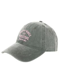 Baseball Cap Zwillingsherz "Happy Vibes", Damen, gr&uuml;n, Obermaterial: 100% Baumwolle, Caps Baseball Cap, modernen Vintage-Look, Stickerei