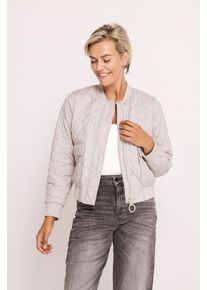 Kurzblazer Zhrill "ZHJULIE PADDED", Damen, Gr. XL, sand, Web, Obermaterial: 100% Polyester, unifarben, l&auml;ssig geschnitten h&uuml;ftbedeckend, Rundhals, Flachstrickb&uuml;ndchen, Blazer Kurzblazer, im Blouson-Look und mit Steppung