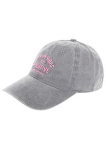 Baseball Cap Zwillingsherz "Happy Vibes", Damen, grau, Obermaterial: 100% Baumwolle, Caps Baseball Cap, modernen Vintage-Look, Stickerei