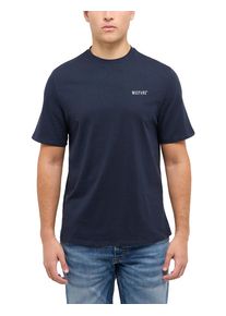 T-Shirt Mustang "Austin-Logo small", Damen, Gr. XL, schwarz saphire, Jersey, Obermaterial: 100% Baumwolle, normal normal, Rundhals, Shirts T-Shirt, Regular fit, kleiner Markenschriftzug