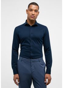 Langarmhemd Eterna "SLIM FIT", Damen, Gr. 44, Normalgr&ouml;&szlig;en, blau (dunkelblau), Jersey, 100% Baumwolle, schmal, Manschette, Hemden Langarmhemd, NON IRON (b&uuml;gelfrei)