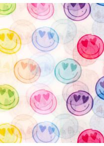 Schal Zwillingsherz "Smiles", Damen, wei&szlig;, Web, Obermaterial: 100% Polyester, Modet&uuml;cher Schal, transparenter Look, fr&ouml;hliche Gesichter