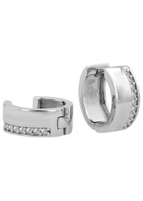 Adelia&acute;s Paar Creolen ADELIA&acute;S "Damen Ohrringe &iquest; Klappcreole aus 925 Silber mit Zirkonia", silber, Ohrringe, Damen, Silber 925 (Sterlingsilber), Paar Creolen