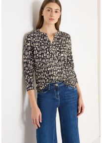 Print-Shirt Cecil, Damen, Gr. S (38), raw khaki, Web, Obermaterial: 50% Baumwolle, 50% Modal, gemustert, l&auml;ssig geschnitten h&uuml;ftbedeckend, Rundhals, Shirts Print-Shirt, im Tunika-Look und mit grafischem Muster