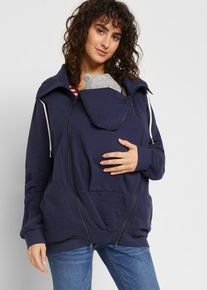 bonprix 3-in-1 Umstands-Sweatjacke und Tragejacke, blau, Gr.32/34 (XS), Sweatjacke f&uuml;r die Schwangerschaft und danach mit Trageeinsatz, 100% Baumwolle