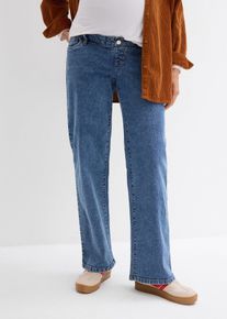 bonprix Umstandsjeans aus Bio-Baumwolle Loose Fit, blau, Gr.40, Angesagte wide Leg Jeans mit 5-Pocket-Style, 98% Baumwolle