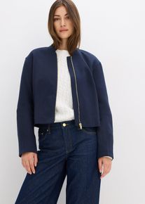 bonprix Blouson aus softem Viskose-Mix, blau, Gr.44, Blousonjacke mit Baseball-Kragen und farblich passenden Steppn&auml;hten, aus Viskose