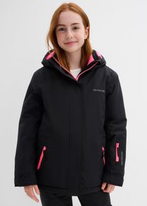 bonprix Wasserdichte Skijacke mit sportiven Details, schwarz, Gr.152/158, Wasserdichte Skijacke f&uuml;r M&auml;dchen