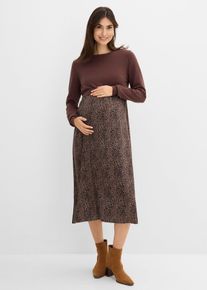 bonprix 3-in-1 Set aus Pullover und Umstandskleid mit Stillfunktion (2-tlg.Set), braun, Gr.40/42 (M), Komfortables Still-Outfit mit einzeln tragbarem Kleid und Pullover, 70% Baumwolle