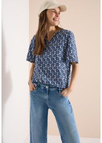 Shirtbluse Cecil, Damen, Gr. M (40), universal blau, Web, Obermaterial: 100% Viskose, bedruckt, regular fit normal, Rundhals, Blusen Shirtbluse, mit All-Over Print