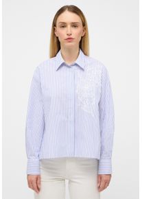 Hemdbluse Eterna "OVERSIZE FIT", Damen, Gr. 44, blau, 100% Baumwolle, schmal, Blusen Hemdbluse