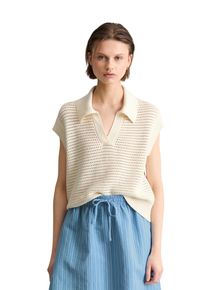 Marc O'Polo Pullunder MARC O'POLO DENIM, Damen, Gr. XS, creamy wei&szlig;, Strick, Obermaterial: 100% Baumwolle, regular fit normal, V-Ausschnitt, Pullover Pullunder, regular aus Organic Cotton