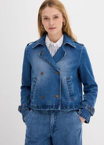 bonprix Denim Trenchjacke, blau, Gr.54, Denim Trenchjacke mit Kn&ouml;pfen, 99% Baumwolle