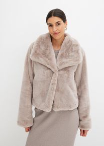 bonprix Fellimitat-Jacke, grau, Gr.36, modische Fellimitat-Jacke mit Knopfverschluss vorne