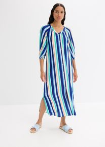 bonprix gestreiftes Kaftan-Kleid aus strukturierter Viskose, blau, Gr.36, gestreiftes Kaftan-Kleid aus strukturierter Viskose mit Knopfleiste vorne und Seiten-Schlitzen, aus Viskose