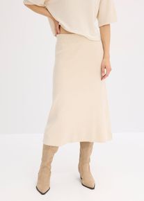 bonprix Ausgestellter Strickrock, beige, Gr.56/58 (3XL), eleganter ausgestellter Strickrock