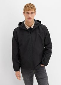 bonprix Wasserdichte Regenjacke, schwarz, Gr.62, moderne Regenjacke mit seitlichen Eingrifftaschen, wasserdicht und winddicht