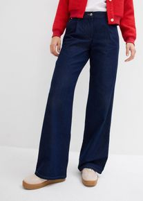 bonprix Wide-Leg-Jeans Mid Waist, blau, Gr.54, Weite Jeans mit mittlerem Bund, 66% Baumwolle