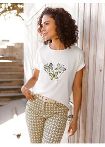 Kurzarmshirt Inspirationen "Shirt", Damen, Gr. 54, ecru, 95% Viskose, 5% Elasthan, gemustert, mehrfarbig, Rundhals, Shirts Kurzarmshirt