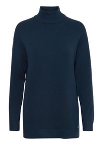 Strickfleece-Pullover oxmo "Strickpullover OXRatina", Damen, Gr. XS, blau (total eclipse), Obermaterial: 50% Viskose CV. 27% Nylon NY. 23% Polyester PES., Pullover Strickfleece-Pullover