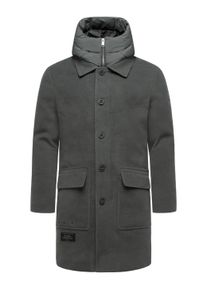 Trenchcoat STONE HARBOUR "Wollmantel Thiagoo XX", Damen, Gr. XL, grau (anthrazit), Obermaterial: 95% Polyester PES. 3% Viskose CV. 2% Elasthan EL. Obermaterial: Futter: 100% Polyester PES. 100% Polyester PES., M&auml;ntel Trenchcoat