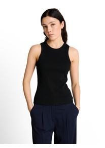 Rundhalsshirt Tom Tailor Denim, Damen, Gr. XS, deep schwarz, Single Jersey, Obermaterial: 93% Baumwolle, 7% Elasthan, unifarben, regular fit normal, Rundhals, Rippb&uuml;ndchen, Shirts Rundhalsshirt, ohne &Auml;rmel