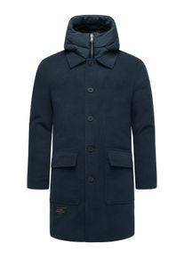 Trenchcoat STONE HARBOUR "Wollmantel Thiagoo XX", Damen, Gr. XL, blau (navy), Obermaterial: 95% Polyester PES. 3% Viskose CV. 2% Elasthan EL. Obermaterial: Futter: 100% Polyester PES. 100% Polyester PES., M&auml;ntel Trenchcoat