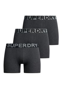 Boxershorts Superdry "BOXER TRIPLE PACK", Herren, Gr. XL, 3 Stk., schwarz (raven schwarz marl), Jersey, Obermaterial: 95% Baumwolle, 5% Elasthan, meliert, figurbetont, Unterhosen Boxershorts