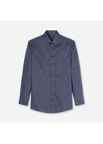 Langarmhemd OLYMP "Luxor", Damen, Gr. 47, N-Gr, marine, Web, Obermaterial: 100% Baumwolle, normal, 2-Knopf-Manschette, Hemden Langarmhemd, Businesshemd, modern fit, New-Kentkragen