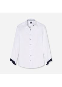 Langarmhemd OLYMP "Luxor 24/Seven", Herren, Gr. 41, N-Gr, wei&szlig;, Web, Obermaterial: 100% Baumwolle, normal, 2-Knopf-Manschette, Hemden Langarmhemd, Businesshemd, New-Kentkragen, modern fit