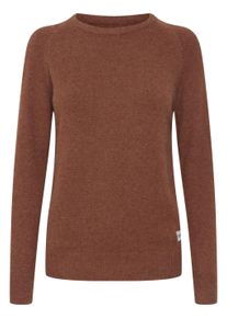 Strickfleece-Pullover oxmo "Strickpullover OXMaria", Damen, Gr. M, braun (tortoise shell melange), Obermaterial: 50% Viskose CV. 27% Polyester PES. 23% Nylon NY., Pullover Strickfleece-Pullover
