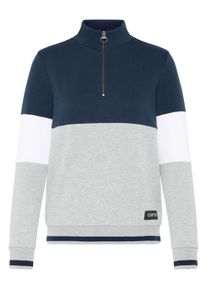 Troyer oxmo "Longsweatshirt OXOMAREN SWEAT", Damen, Gr. M, blau (insignia blau), Obermaterial: 80% Polyester PES. 20% Baumwolle CO., Pullover Troyer