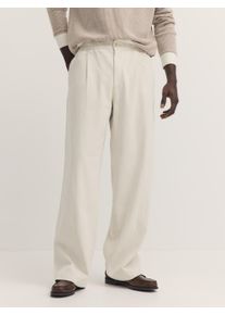 Bundfaltenhose Bugatti "Loose Fit", Herren, Gr. 40, L&auml;nge 34, 20, ecru, 89% Baumwolle, 10% Leinen, 1% Elasthan, unifarben, loose fit, Hosen Bundfaltenhose, natural linen mix