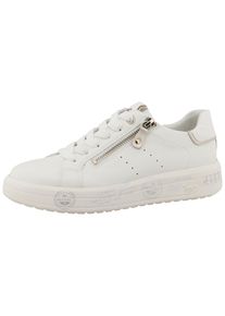 Sneaker Mustang Shoes "Noralie", Damen, Gr. 42, wei&szlig;, Lederimitat, Schuhe Sneaker, Freizeitschuh, Halbschuh, Schn&uuml;rschuh mit seitlichem Rei&szlig;verschluss