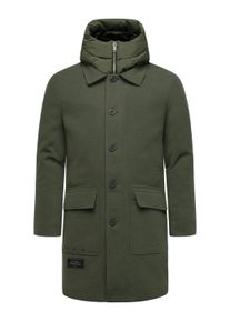 Trenchcoat STONE HARBOUR "Wollmantel Thiagoo XX", Damen, Gr. XL, gr&uuml;n (schwarz olive), Obermaterial: 95% Polyester PES. 3% Viskose CV. 2% Elasthan EL. Obermaterial: Futter: 100% Polyester PES. 100% Polyester PES., M&auml;ntel Trenchcoat