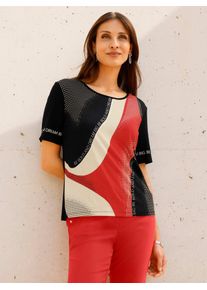 Rundhalsshirt Inspirationen "Kurzarm-Shirt", Damen, Gr. 42, erdbeere, schwarz, bedruckt, 95% Viskose, 5% Elasthan, gemustert, mehrfarbig, Rundhals, Shirts Rundhalsshirt