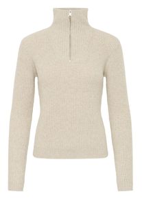 Troyer oxmo "Troyer OXBMMOLARA HALFZIP", Damen, Gr. XL, beige (oatmeal melange), Obermaterial: 93% Polyester PES. 5% Wolle mw. 2% Elasthan EL., Pullover Troyer