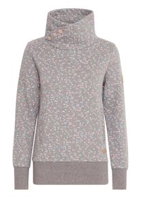 Longpullover oxmo "Sweater OXBEATANETTE", Damen, Gr. XS, grau (medium grau melange), Obermaterial: 55% Polyester PES. 45% Baumwolle CO., Pullover Longpullover