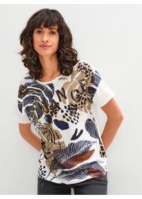 Rundhalsshirt Inspirationen "Shirt", Damen, Gr. 54, wei&szlig;, marine, bedruckt, 95% Baumwolle, 5% Elasthan, gemustert, Rundhals, Shirts Rundhalsshirt