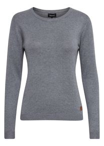 Strickfleece-Pullover oxmo "Strickpullover OXEdda", Damen, Gr. XS, grau (grau mel), Obermaterial: 70% Viskose CV. 30% Nylon NY., Pullover Strickfleece-Pullover
